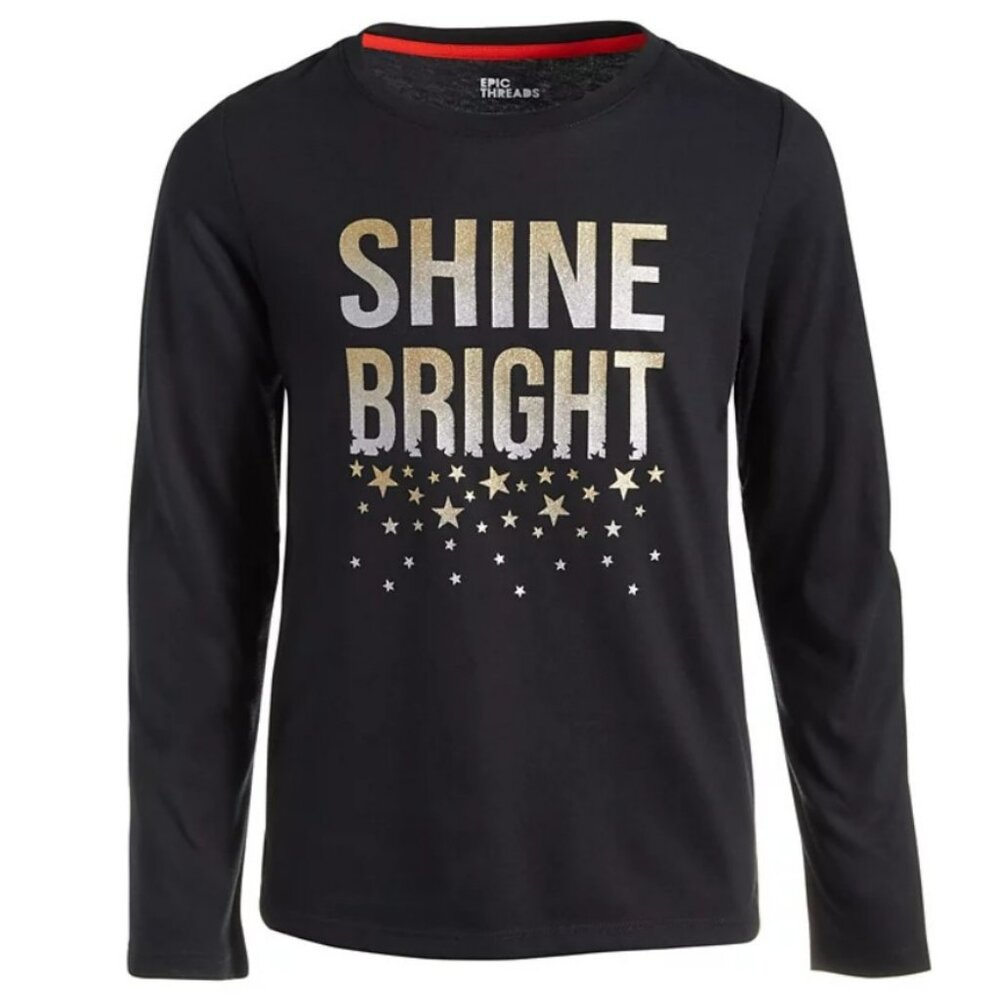 NWT. EPIC THREADS Big Girls "Shine Bright" Print Long-Sleeve T-Shirt